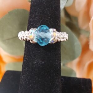 Aqua Crystal Handmade Beaded Ring - READ BELOW FOR CUSTOM SIZING 👇